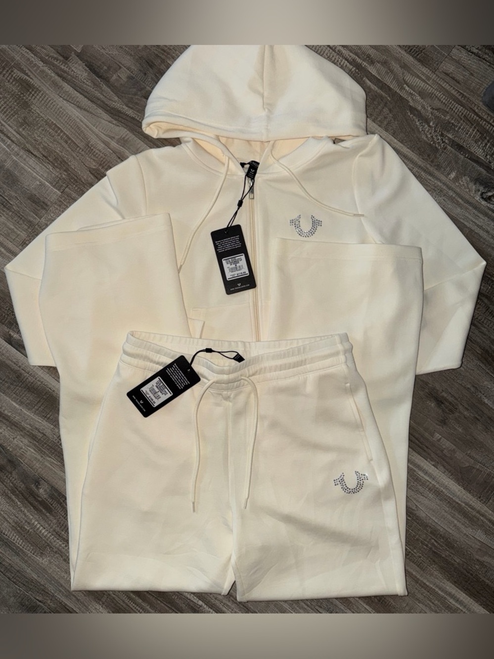 True Religion Ivory Zip-Up Hoodie & Joggers Set